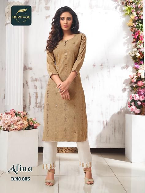 Heritage Alina Rayon Kurti With Bottom Collection 